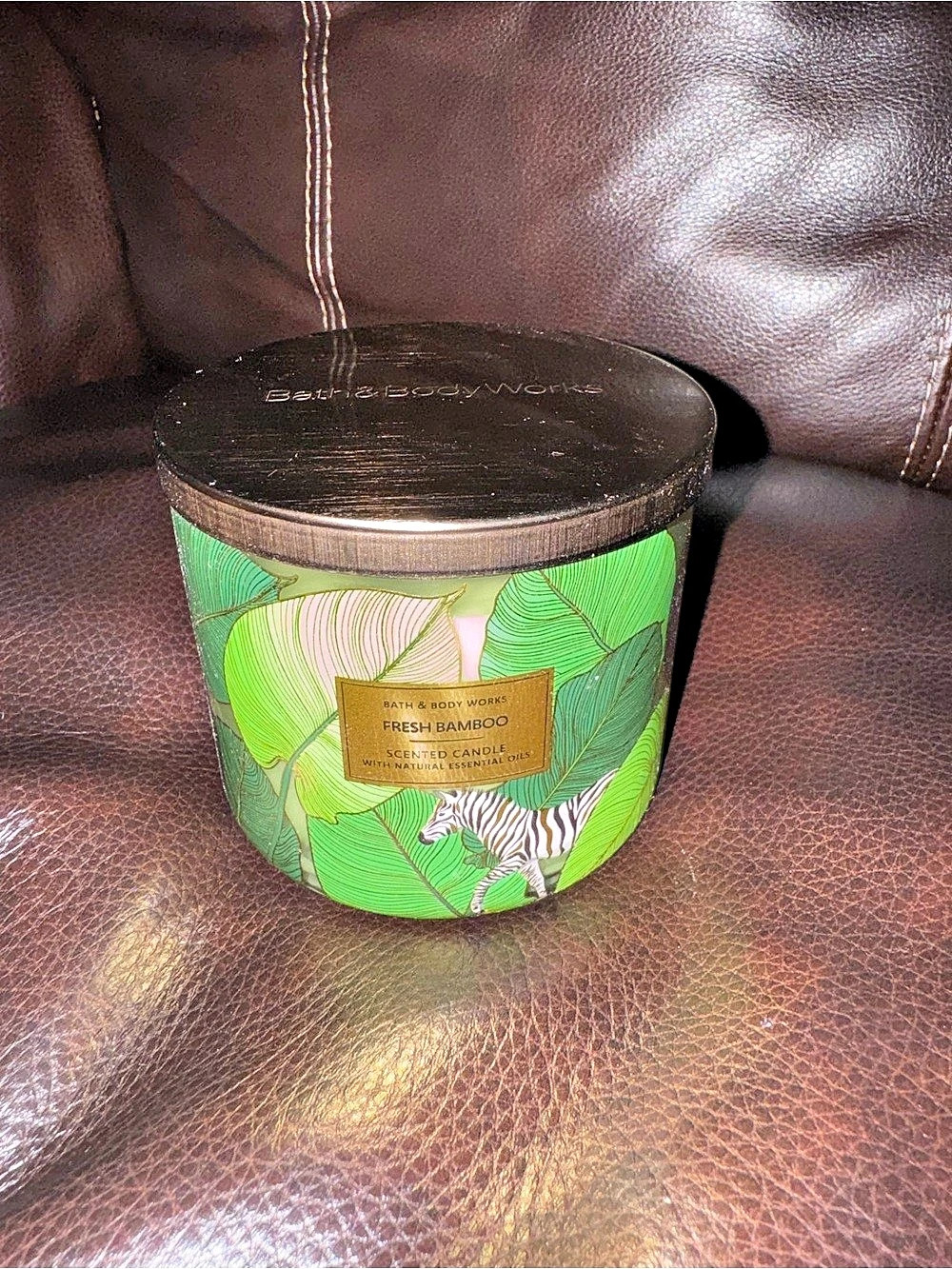 Bath & Body Works Fresh Bamboo 3-Wick Candle Green NWT